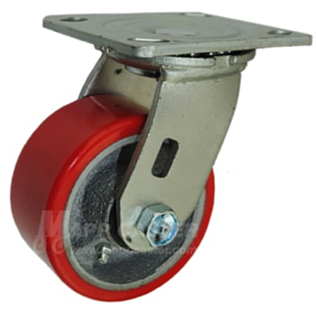 Mapp Caster 4"X2" Red Polyurethane on Iron Wheel Swivel Caster - 800 Lbs Cap 146PURB420S